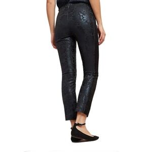 The Essential Skinny by Anthropologie Black Foil Print Velvet Pants 0